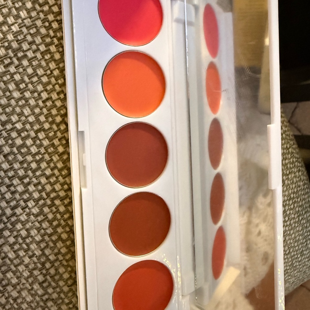 Vibrant Blush and lip Palette with Red and Orange Tones